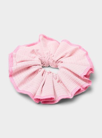 Simons Womens Large vacation stripe ruffled scrunchie