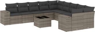 vidaXL Set De Sof&aacute;s De Jard&iacute;n 11 Pzas Y Cojines Rat&aacute;n Sint&eacute;tico Gris Vidaxl