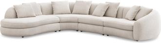 Castlery Fable Extended Chaise Sectional Sofa Left Facing Customized, Performance Linen Weave, Light Grey, Spill Resistant, Ultra Deep Seats for Castlery Sofas