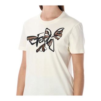 Fendi T-Shirts, female, White, Size: M Cotton T-Shirt