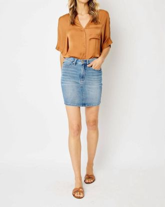 Judy Blue High Waist Tummy Control Skirt In Denim