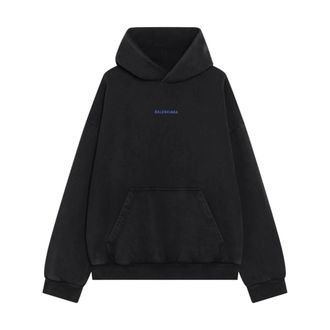 Balenciaga Hoodies & sweatvesten, Heren, Zwart, M, Katoen, Taped Back Medium Fit Hoodie