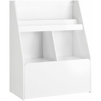 SoBuy Sobuy - Libreria Per Bambini Scaffale Per Bambini Con Cassapanca Portagiochi Estraibile Mobili Cameretta Bianco 76x40x100cm KMB83-W