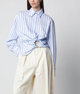 Sportmax Camicia in popeline di cotone a righe azzurra