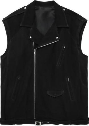 Rick Owens Zwart Leren Biker Vest - Dames - Bodywarmers - Zwart - ONE Size - Leer - Jassen