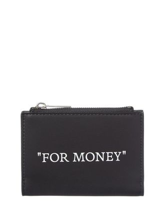 Off-white Quote Bifold Leather Zipped Card Case