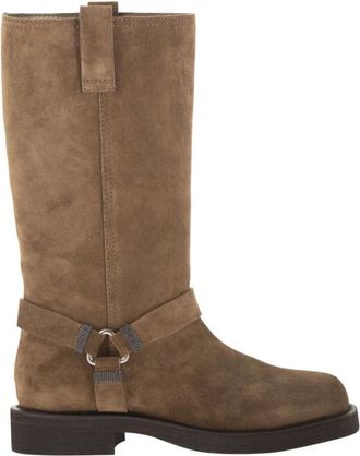 Brunello Cucinelli Stivali in Camoscio - - Shoes - Donna - Beige - 40 EU