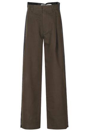 Essentiel Wide-Leg Pants With Contrast Denim Panel And Elevated Waist