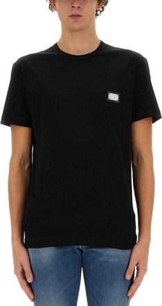 Dolce & Gabbana T-Shirt With Logo Plaque-Uomo