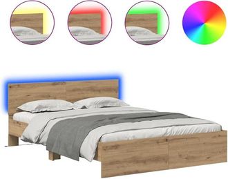 vidaXL Estructura De Cama Con Cabecera Roble Artesanal 150 X 200 Cm Vidaxl