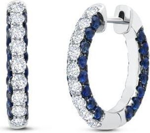 Graziela Blue Sapphire & Diamond 3 Sided Hoops at Nordstrom