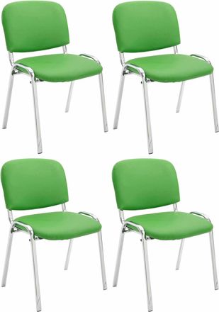 Clp Set De 4 Sillas Ken Cromadas En Polipiel Verde
