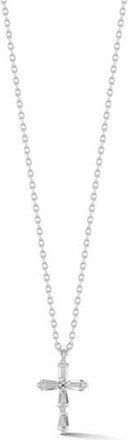 Sphera Milano Baguette Cubic Zirconia Cross Pendant Necklace in Silver at Nordstrom Rack
