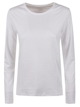 Majestic Filatures Long-Sleeved White Top with Round Neckline