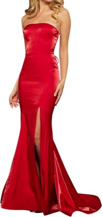 Sherri Hill Strapless Evening Gown In Red