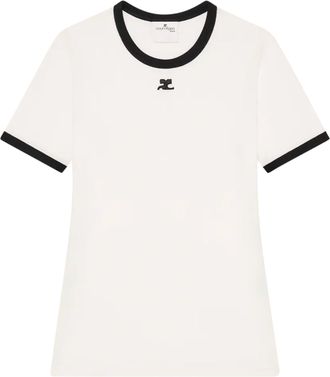 Courr&egrave;ges Contrast Trim T-Shirt With Round Neckline