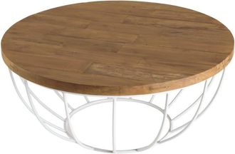 Macabane Mesa de centro con 2 cajones y 1 estante de MDF y ratán de 100 cm