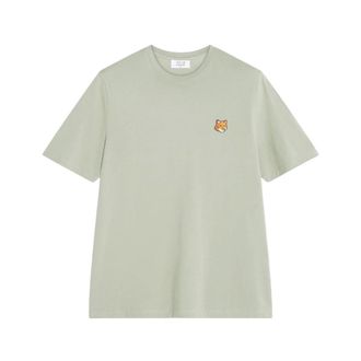 Maison Kitsuné Tops, Heren, Groen, 2Xl, Katoen, Fox Head Regular T-shirt