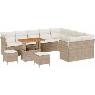 vidaXL Conjunto De Sof&aacute; De Jard&iacute;n 12 Pcs Beige Y Crema 90 X 55 X 71 Cm Vidaxl