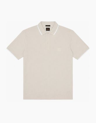 HUGO BOSS Mens BOSS Slim Fit Passertip Polo Shirt Open Grey - Tan - Size: 38
