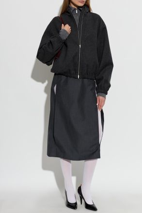 Jil Sander Wool Skirt With Slits, Womens, Grey