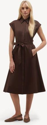 Hobbs London Kristen Belted Shirt Dress in Alderbrown at Nordstrom, Size 16