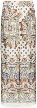 Elena Miro Broeken, Dames, Veelkleurig, 3Xl, Satijn, Gedrukte Palazzo Broek van Satijn