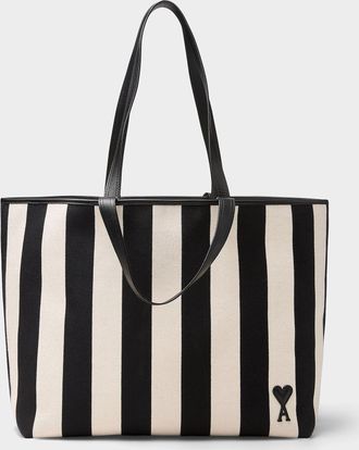 Ami Womens Ami de Coeur striped cotton tote bag