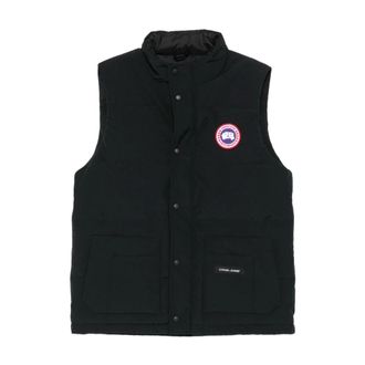 Canada Goose Waistcoats, male, Black, S, Black Winter Jacket with Triple Pockets