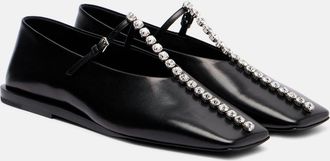Jil Sander Crystal-embellished leather ballet flats