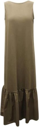 Sun 68 Militare Long Dress - Dames - Maxi kleedjes - Groen - S - Katoen - Kleedjes