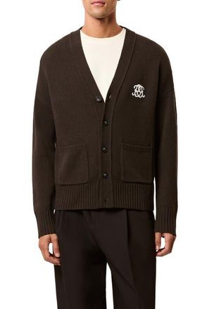 Reiss Morris Embroidered Wool Cardigan in Brown at Nordstrom, Size X-Large