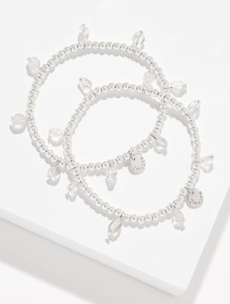 Talbots Spring Showers Stretch Bracelet Set - Clear Crystal/Shiny Silve - 001 Talbots