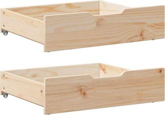 vidaXL Cassettoni da Letto con Ruote 2 pz 75x55x17 cm in Legno di Pino - Vidaxl
