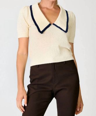 Line & Dot Mariner Collared Sweater In Cream