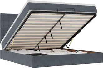 vidaXL Estructura Cama Otomana Colchones Terciopelo Gris Oscuro Vidaxl