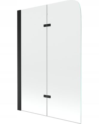 Desconocido Mampara De Ba&ntilde;era 2 Hojas Vidrio Transparente, 100x150 Cm, Perfil Negro