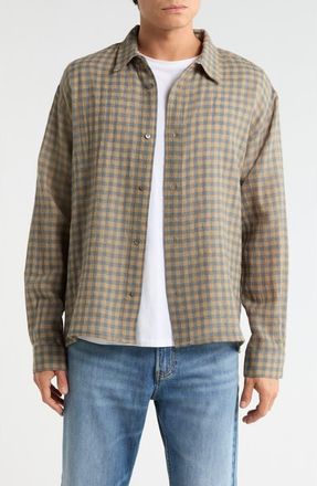 Frame Denim Plaid Wool Button-Up Shirt in Blue/Beige Plaid at Nordstrom, Size Xx-Large