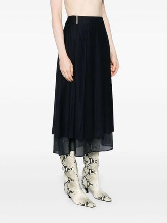 PESERICO Pleated Midi Skirt - Navy