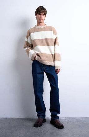 Topman Regular Fit Stripe Sweater in Stone Multi at Nordstrom Rack, Size Xx-Large