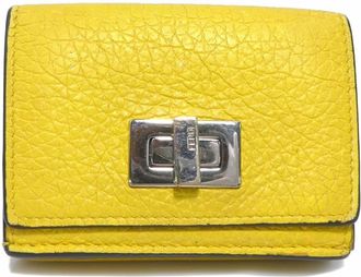 Fendi Yellow Leather Wallet (Tri-Fold) (Pre-Owned)