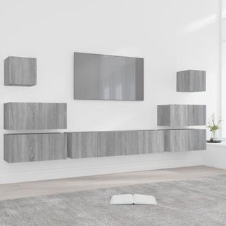 vidaXL Set De Muebles Para Tv 8 Pzas Madera Contrachapada Gris Sonoma Vidaxl