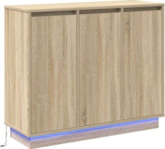 vidaXL Aparador Luz Led Madera Ingenier&iacute;a Roble Sonoma 90x32x75 Cm Vidaxl