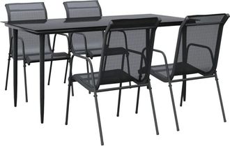 vidaXL vidaXL 5 Piece Garden Dining Set Black Steel and Textilene