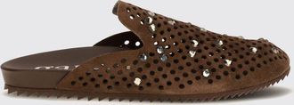 Pedro Garcia Perforated Suede Mules with Crystal Embellishment