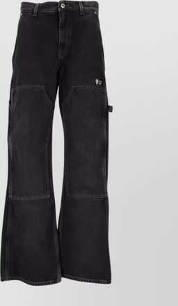 Off-white cotton wide-leg trousers