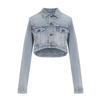 Balenciaga Cropped Jacket - Dames - Jassen - Blauw - Maat: XS Katoen