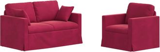 vidaXL Juego De Sof&aacute; 2 Uds. Rojo Vino Terciopelo Vidaxl