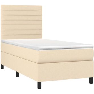 vidaXL Cama Box Spring Con Colch&oacute;n Tela Color Crema 100x200 Cm Vidaxl