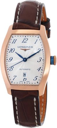 Longines Evidenza Automatic Silver Dial Brown Leather Ladies Watch L2.142.8.73.2
